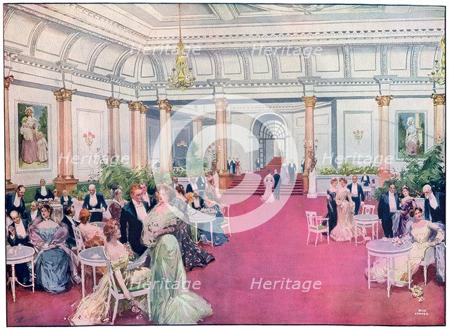The foyer at the Savoy Restaurant, London, 1905.Artist: Max Cowper