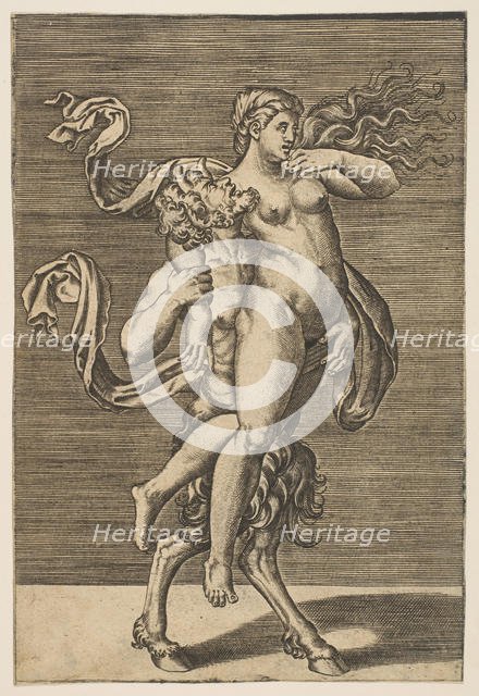 Satyr carrying a nymph restraining her right arm, ca. 1515-1600. Creator: Unknown.