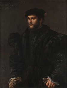 Portrait of a Gentleman in Black (Girolamo de Vincenti?), 1535. Creator: Girolamo da Carpi (Girolamo Sellari) (1501-1556).