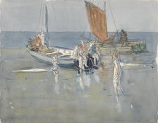 Fishing boats on the beach of Scheveningen, 1874-1927. Creator: Johan Antonie de Jonge.