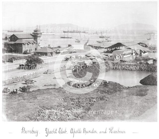 Bombay, Yacht Club, Apollo Bunder and Harbour, Late 1860s. Creator: Samuel Bourne.