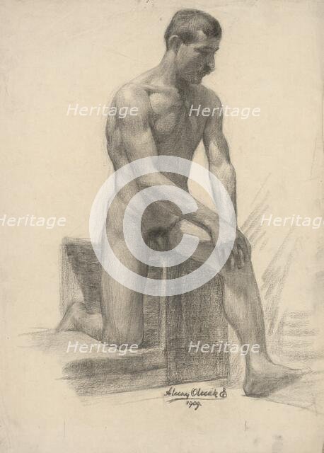 Study of a male nude, 1909. Creator: Emil Alexay-Olexák.