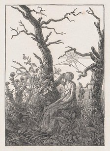 Seated Woman with a Spider's Web (Die Frau mit dem Spinnennnetz zwischen kahlen B..., probably 1803. Creator: Christian Friedrich.