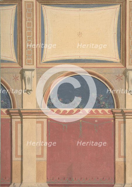 Design for Elevation of Gallery Bay, Deepdene, Dorking, Surrey, 1875-79. Creators: Jules-Edmond-Charles Lachaise, Eugène-Pierre Gourdet.