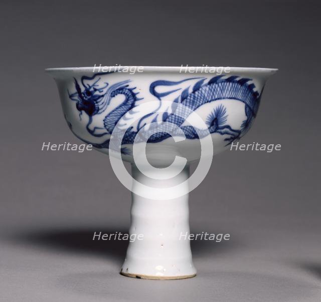 Stem Cup with Dragon Pursuing Flaming Jewel, 1300s. Creator: Unknown.