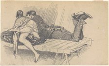 Couple on a Cot, c. 1874-1877. Creator: John Singer Sargent.