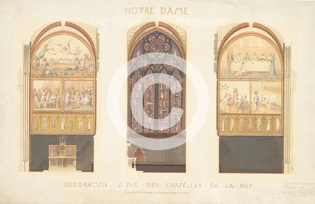 Plan for the Renovation of a Chapel in the Nave of the Cathedral of Notre Dame, Paris, 1843. Creator: Eugène Emmanuel Viollet-le-Duc.
