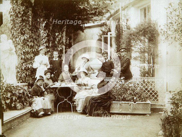 The family of Duke Fyodor Uvarov at their country estate, Porechye, Russia, 1880s. Artist: Unknown