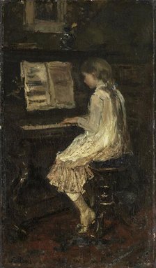 Girl at the Piano, c.1879. Creator: Jacob Henricus Maris.