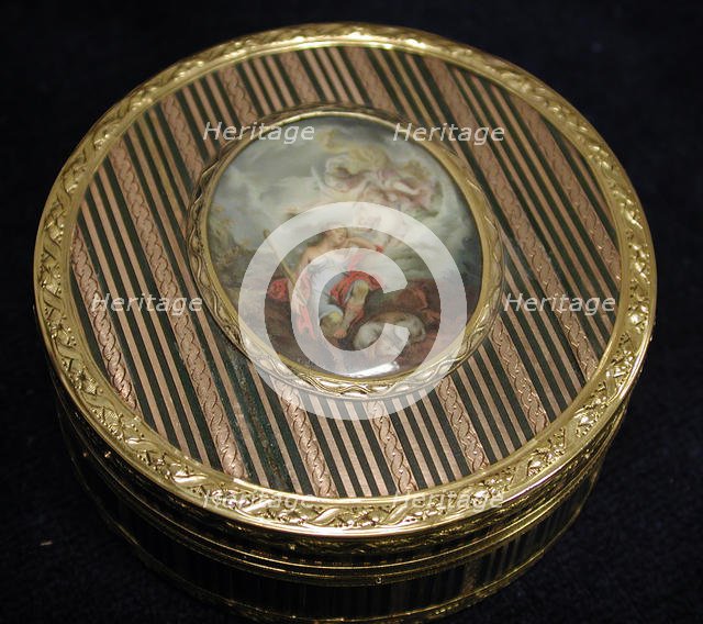 Snuffbox with miniature of sleeping Endymion and Selene, 1772-73. Creator: Unknown.