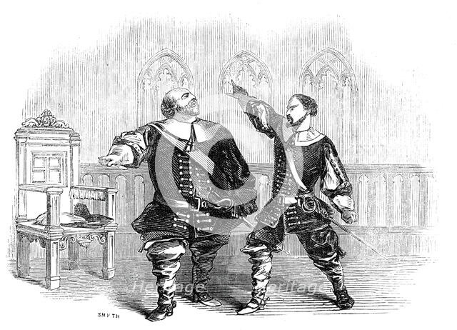 Scene from "I Puritani", at Her Majesty's Theatre - Lablache and Fornasari, 1845. Creator: Unknown.