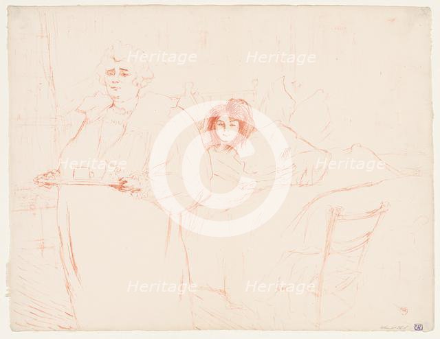 Elles: Woman Carrying a Tray, Mme. Baron and Mlle. Popo, 1896. Creator: Henri de Toulouse-Lautrec (French, 1864-1901).