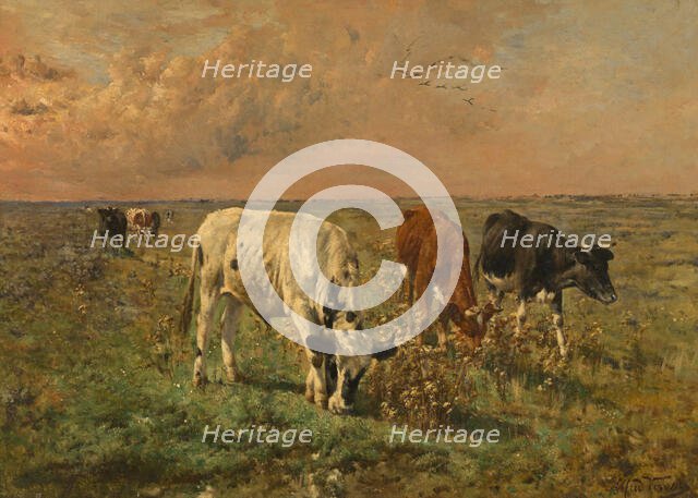 Cows in a Pasture, mid-late 19th century. Creator: Alfred Verwee.