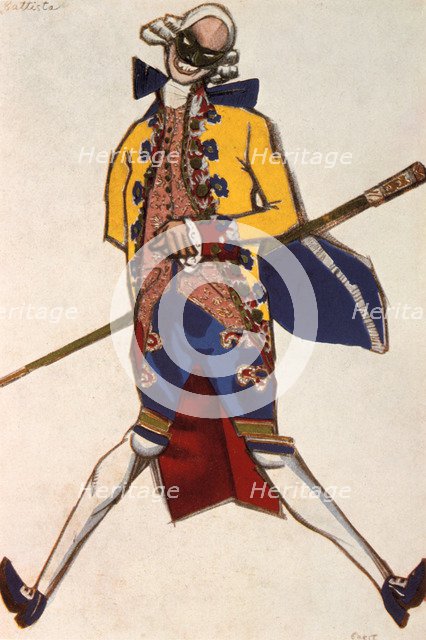Battista, costume design for a comedy by Carol Goldoni, 1917. Artist: Leon Bakst