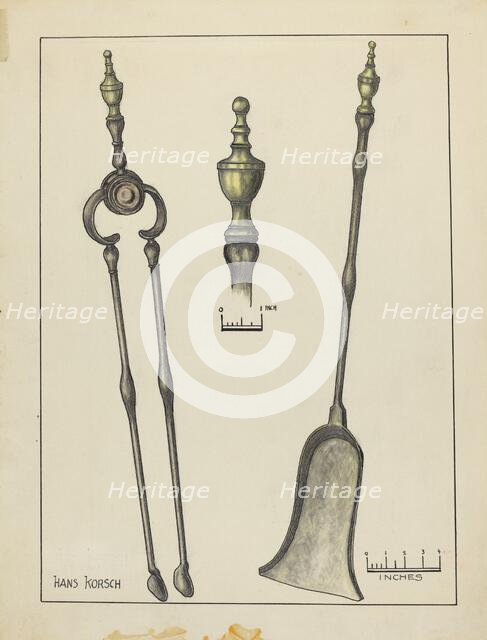 Tongs and Shovel, 1935/1942. Creator: Hans Korsch.