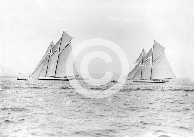 The schooners 'Margherita' & 'Germania', 1913. Creator: Kirk & Sons of Cowes.