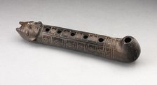 Flute with Incised Geometric Motif and Mouth in the Form of a Human Head, A.D. 1200/1450. Creator: Unknown.