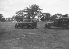 Singer Super Six and Singer Senior taking part in the Bugatti Owners Club gymkhana, 5 July 1931. Artist: Bill Brunell.