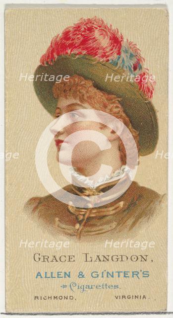 Grace Langdon, from World's Beauties, Series 2 (N27) for Allen & Ginter Cigarettes, 1888., 1888. Creator: Allen & Ginter.