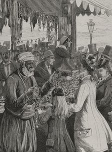 Merchants at Tunisian bazaar, 1878.  Creator: Unknown.