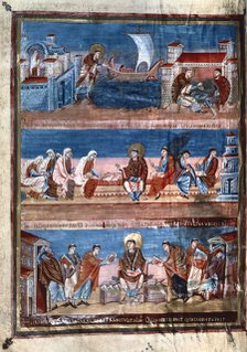 Scenes from the life of St Jerome, from the Bible of Charles the Bald, 9th century. Artist: Unknown