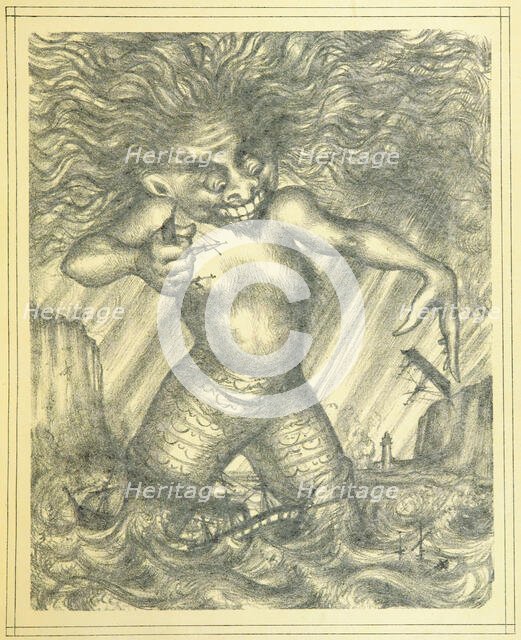 Demon sinking ships, 1885.  Creator: Unknown.