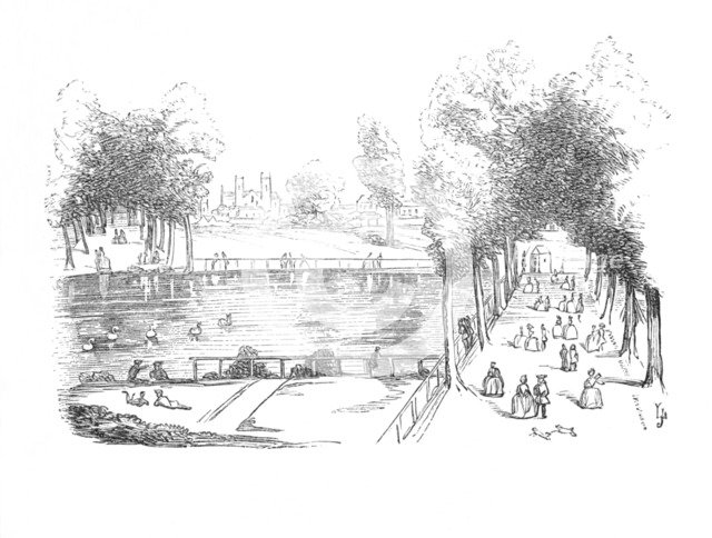 'Rosamond's Pond in 1740', c1870. Artist: Unknown.