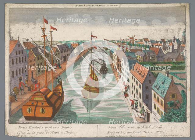 View of a canal in the vicinity of the Ketelpoort in Delft, 1742-1801. Creator: Anon.