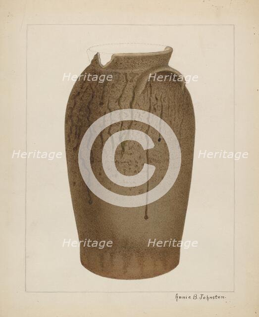 Stoneware Jar, c. 1937. Creator: Annie B Johnston.