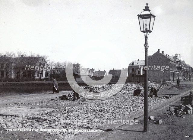 A new road being built, Landskrona, Sweden, 1900. Artist: Borg Mesch