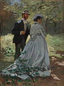 Bazille and Camille (Study for "Déjeuner sur l'Herbe"), 1865. Creator: Claude Monet.
