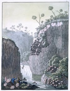 Explorers with Humboldt's expedition at the basalt cliffs at Regla, Mexico, c1820-1839. Artist: Gerolamo Fumagalli