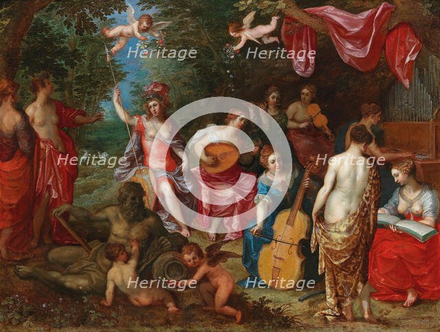 Minerva Visits the Nine Muses, 1608. Creator: Balen, Hendrik I, van (1575-1632).