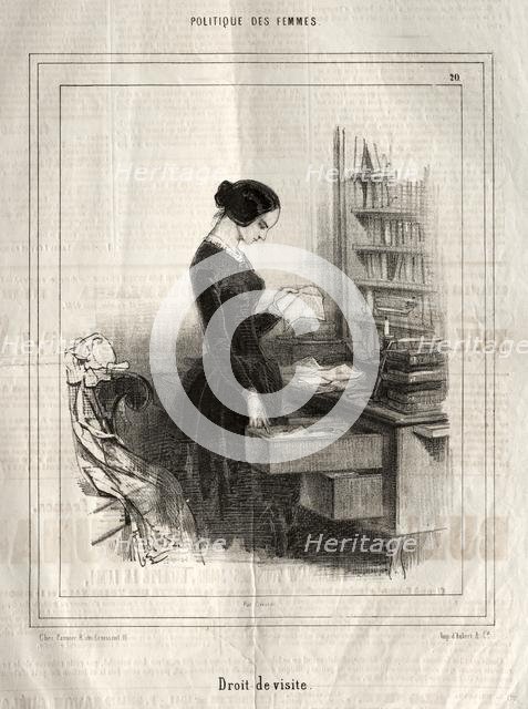 Politique des Femmes: Droit de visite, 1843. Creator: Paul Gavarni (French, 1804-1866).