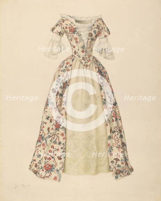 Dress with Quilted Petticoat, 1935/1942. Creator: Jean Peszel.