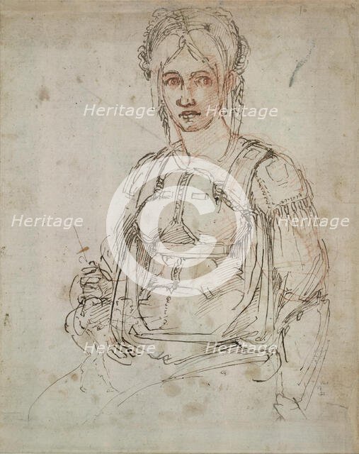 Half-length figure of a woman (Portrait of Vittoria Colonna), c. 1525. Creator: Buonarroti, Michelangelo (1475-1564).