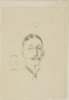 Head of a Man with Glasses with Two Sketches, n.d. Creator: Anders Leonard Zorn.