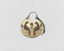 One of a Pair of Temple Pendants, with Confronted Birds (front)..., Kievan Rus', 11th-12th century. Creator: Unknown.