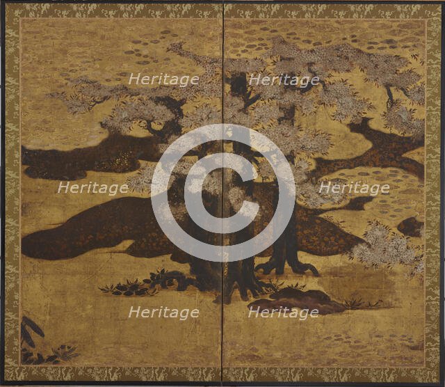 Blossoming cherry trees, Edo period, ca.1580-1635. Creator: Kano Sanraku.