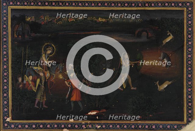 Deer-stalking at night, 18th century. Creator: Mir Kalan Khan.