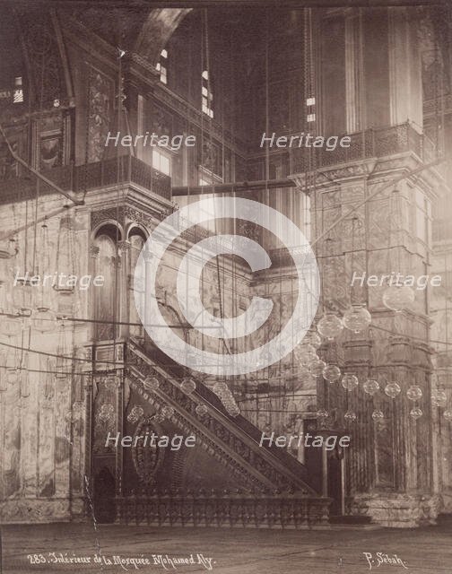 Interior of the Mosque of Mohammed Ali, Cairo, 19th century. Creator: Pascal Sébah.