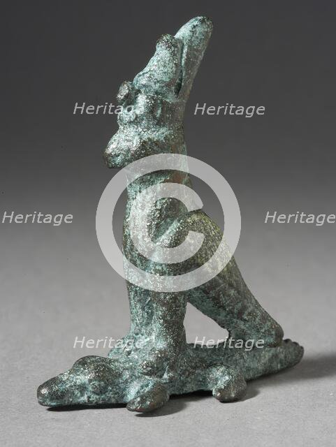Figurine of a Falcon Standing on a Crocodile, Ptolemaic Period (323-30 BCE). Creator: Unknown.