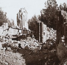 Ruined chateau, Pinon, northern France, c1914-c1918. Artist: Unknown.