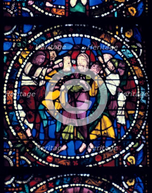 The Arrest of Christ (Kiss of Judas), stained glass, Chartres Cathedral, 1194-1260. Artist: Unknown