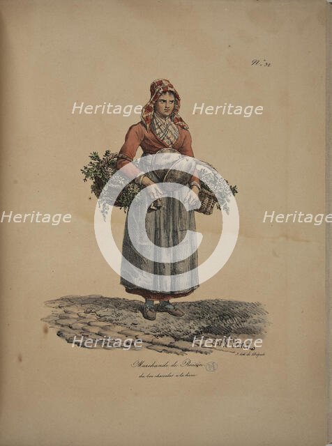 Grape seller. From the Series "Cris de Paris" (The Cries of Paris), 1815. Creator: Vernet, Carle (1758-1836).