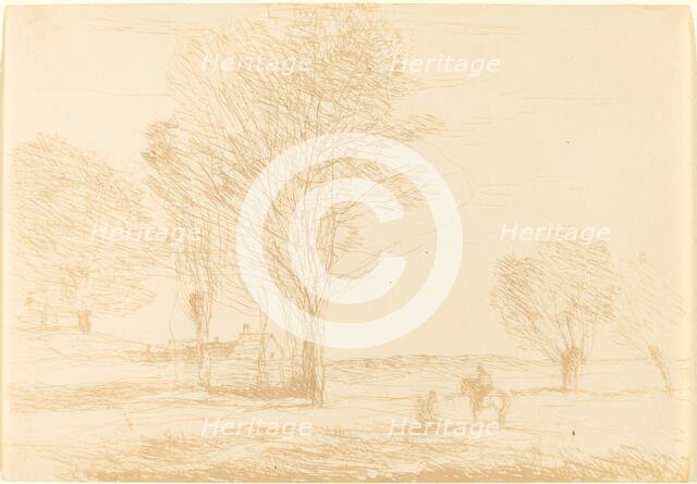 Horseman Halted in the Countryside (Cavalier arrete dans la campagna), 1874. Creator: Jean-Baptiste-Camille Corot.