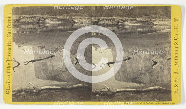 Reflection of El Capitain in the Merced River, 1870/71. Creator: Anthony & Company.