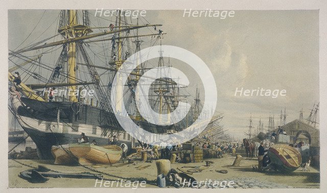 View of West India Docks from the south east, 1840. Artist: William Parrott