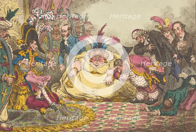 Introduction of Citizen Volpone & His Suite, at Paris.-Vide, The Moniteur, & ..., November 15, 1802. Creator: James Gillray.