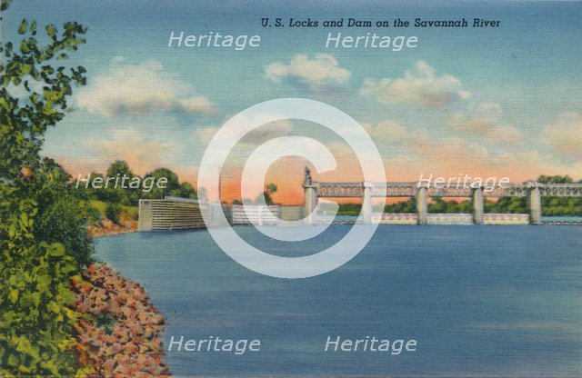 US Locks and Dam on the Savannah River, 1943. Artist: Unknown